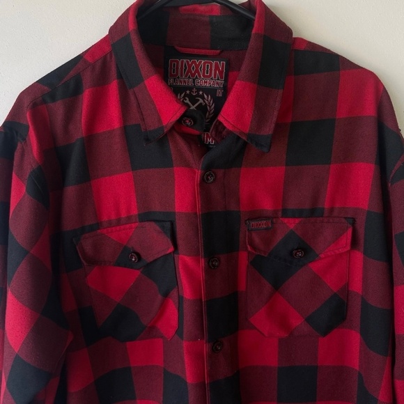 DIXXON Flannel Redrum Men's Plaid Long Sleeve Shining Shirt Rare Men’s size Larg - Picture 4 of 9